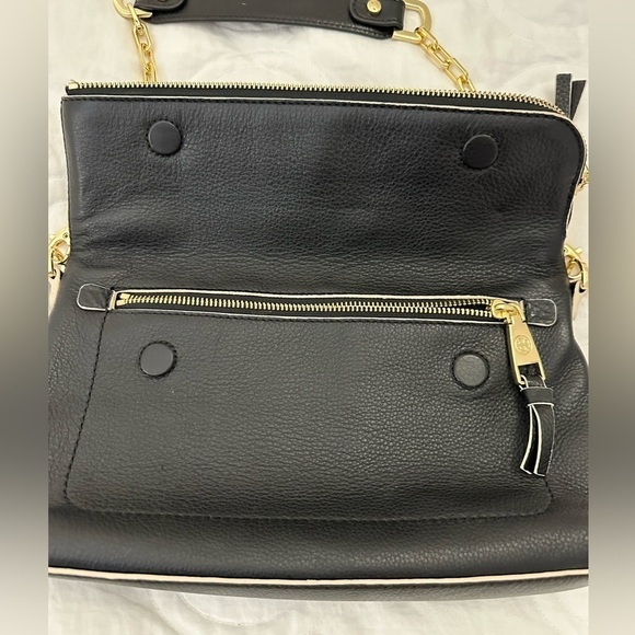 Tory Burch Emerson Foldover Bag removable strap black buttery leather - Picture 5 of 9